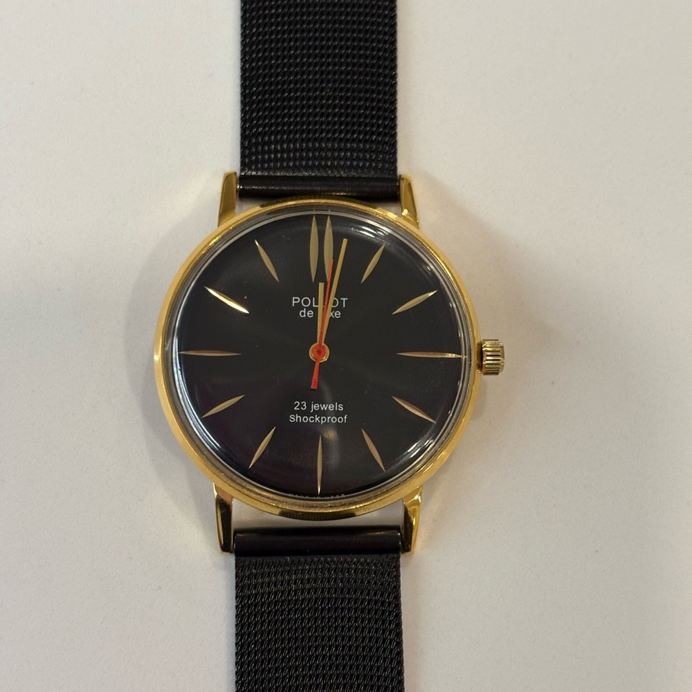 Poljot De Luxe Black and Gold Watch